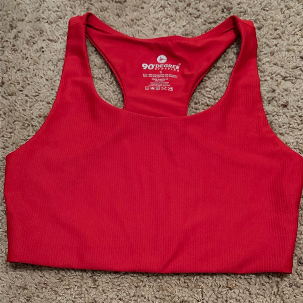 90 Degree By Reflex Vibrant Red Racer Back Sports Bra Size Small